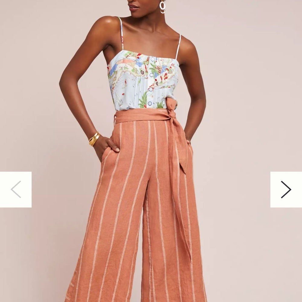 Anthropologie Portia Linen Wide-Leg Trousers S